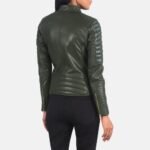 Adalyn Quilted Green Leather Biker Jacket - Pelleaura | Premium Quality Leather Stuff Brand USA