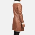 Amie Brown Double Breasted Shearling Coat - Pelleaura | Premium Quality Leather Stuff Brand USA