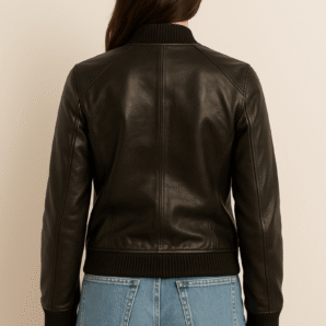 Bliss Black Leather Bomber Jacket - Pelleaura | Premium Quality Leather Stuff Brand USA