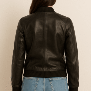 Bliss Black Leather Bomber Jacket - Pelleaura | Premium Quality Leather Stuff Brand USA