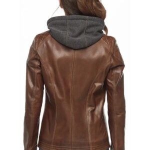 Brown Women’s Hooded Leather Jacket - Pelleaura | Premium Quality Leather Stuff Brand USA