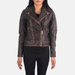 Carolyn Quilted Vintage Brown Biker Jacket - Pelleaura | Premium Quality Leather Stuff Brand USA