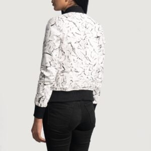 Donna Blake White Leather Bomber Jacket - Pelleaura | Premium Quality Leather Stuff Brand USA