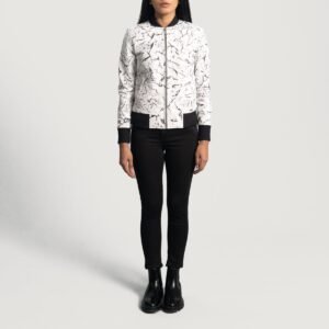 Donna Blake White Leather Bomber Jacket - Pelleaura | Premium Quality Leather Stuff Brand USA