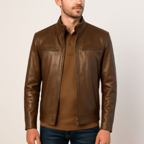 Driggs Leather Mens Jacket Brown + free Crocodile card wallet - Pelleaura | Premium Quality Leather Stuff Brand USA