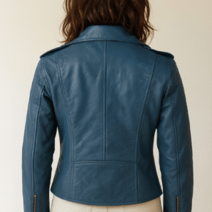 Flashback Blue Leather Biker Jacket - Pelleaura | Premium Quality Leather Stuff Brand USA