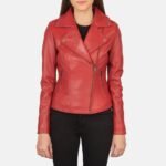 Flashback Red Leather Biker Jacket - Pelleaura | Premium Quality Leather Stuff Brand USA