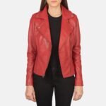 Flashback Red Leather Biker Jacket - Pelleaura | Premium Quality Leather Stuff Brand USA