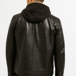 Hector Black Hooded Leather Biker Jacket - Pelleaura | Premium Quality Leather Stuff Brand USA
