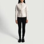 Ice Maiden Silver Quilted Leather Biker Jacket - Pelleaura | Premium Quality Leather Stuff Brand USA