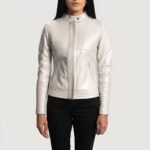 Ice Maiden Silver Quilted Leather Biker Jacket - Pelleaura | Premium Quality Leather Stuff Brand USA