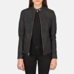 Kelsee Distressed Black Leather Biker Jacket - Pelleaura | Premium Quality Leather Stuff Brand USA
