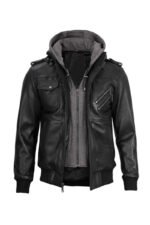 Lambskin Leather Jacket with Removable Hoodie - Pelleaura | Premium Quality Leather Stuff Brand USA