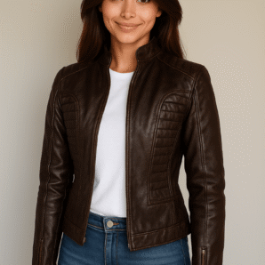 Rachel Womens Dark Brown Leather Jacket - Pelleaura | Premium Quality Leather Stuff Brand USA