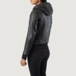 Rebella Black Hooded Leather Bomber Jacket - Pelleaura | Premium Quality Leather Stuff Brand USA