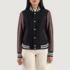 Savant Maroon & Black Hybrid Varsity Jacket - Pelleaura | Premium Quality Leather Stuff Brand USA