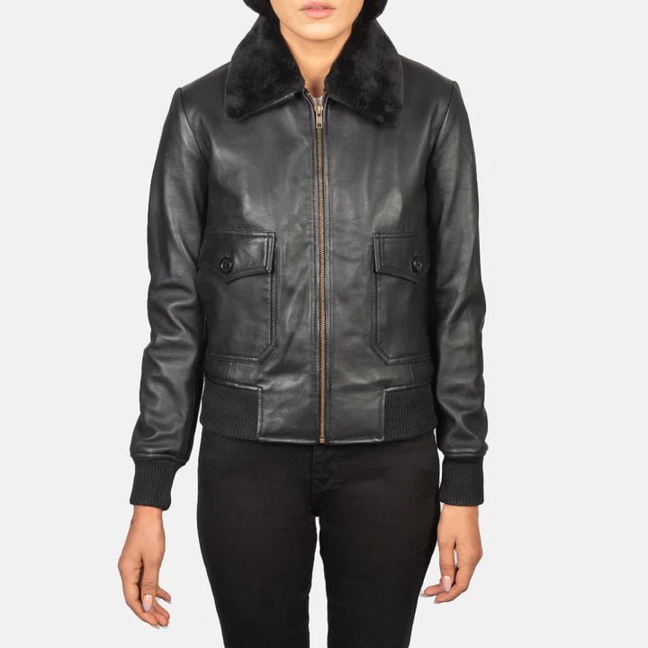 stella-g-1-black-leather-bomber-jacket-for-women-1555796 Stella G-1 Black Leather Bomber Jacket for Women - Pelleaura | Premium Quality Leather Stuff Brand USA