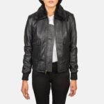 Stella G-1 Black Leather Bomber Jacket for Women - Pelleaura | Premium Quality Leather Stuff Brand USA