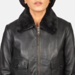 Stella G-1 Black Leather Bomber Jacket for Women - Pelleaura | Premium Quality Leather Stuff Brand USA