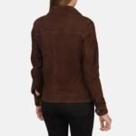 Suzy Mocha Suede Trucker Jacket For Women - Pelleaura | Premium Quality Leather Stuff Brand USA